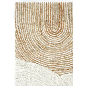 Elegance Natural Beyaz Jüt Halı Yün Dekoratif Otantik El Halısı Bohem El Dokuma Halı 170x240 cm