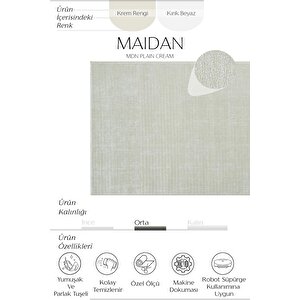 Maidan Krem Mutfak Halısı Dokuma Halı Yolluk Koridor Halısı Kesme Halı Hav Toz Vermez Salon Halısı 160x300 cm