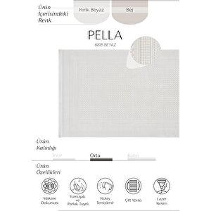 Pella 6818 Beyaz Halı Oturma Odası Halısı Antre Hol Halısı Dokuma Klasik Bej Salon Halısı 120x180 cm