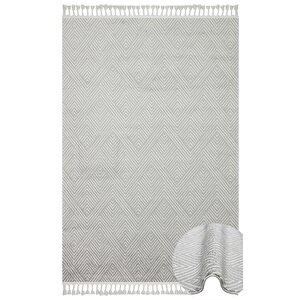 Scape 01 Gri Beyaz Salon Halısı Hav Vermez Yumuşak Dokulu Koridor Halısı Kesme Yolluk 80x300 cm