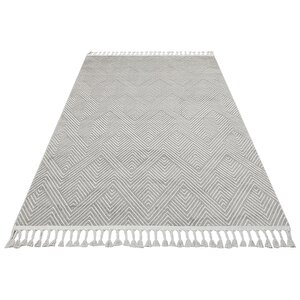 Scape 01 Gri Beyaz Salon Halısı Hav Vermez Yumuşak Dokulu Koridor Halısı Kesme Yolluk 80x300 cm