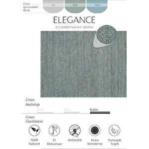 Elegance Yeşil Yün Halı Salon Halısı Antre Koridor Halı Yolluk El Dokuma Halı Örgü El Halı 80x150 cm