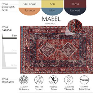 Mabel Mb 02 Multy Anadolu Kilim Kaymaz Taban Yıkanabilir Vintage Dokuma Makine Halısı 80x150 cm