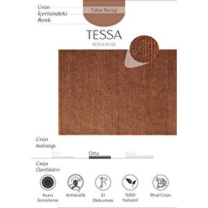 Tessa Kiremit Jüt El Dokuma Doğal İplik Örgü Hasır Halı Naturel Jüt Kilim 170x240 cm