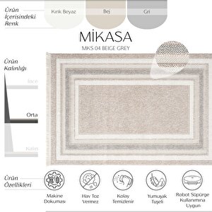 Mikasa Mks 04 Bej Gri Yumuşak Dokulu Halı Kilim Salon Koridor Kesme Dokuma Makine Halısı 80x150 cm