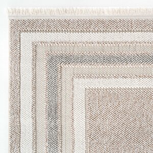 Mikasa Mks 04 Bej Gri Yumuşak Dokulu Halı Kilim Salon Koridor Kesme Dokuma Makine Halısı 80x150 cm