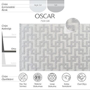 Oscar 7509 Gri Hav Toz Vermez Hasır Dokulu Salon Mutfak Koridor Halısı 160x300 cm