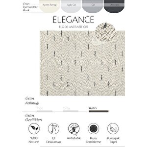 Elegance 06 Antrasit Gri Yün Halı Salon Halısı Koridor Yolluk El Dokuma Halı Örgü El Halı 200x300 cm