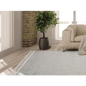 Cool Halı Scape 01 Gri Beyaz Salon Halısı Hav Vermez Yumuşak Dokulu Koridor Halısı Kesme Yolluk