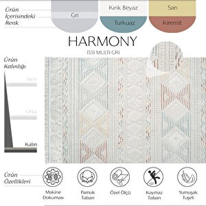 Harmony 1551 Multi Gri Yumuşak Dokulu Çocuk Odası Halısı Modern Dokuma Makine Halısı 120x180 cm