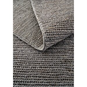 Cool Halı Tessa Koyu Gri Jüt El Dokuma Doğal İplik Örgü Hasır Halı Naturel Jüt Kilim