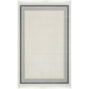 Pella 6811 Krem Halı Dokuma Makine Halısı Yatak Odası Halısı Klasik Çerçeveli Salon Halısı 100x200 cm