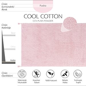 Cool Cotton Ccn Plain Pudra Makinede Yıkanabilir Kaymaz Taban Pamuk Dokuma Bebek Halı 80x150 cm