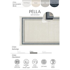 Pella 6811 Krem Halı Dokuma Makine Halısı Yatak Odası Halısı Klasik Çerçeveli Salon Halısı 80x150 cm