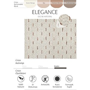 Elegance 06 Krem Yün Halı Salon Halısı Koridor Halı Yolluk El Dokuma Halı Örgü El Halısı 200x300 cm