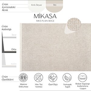 Mikasa Mks Plain Bej Yumuşak Dokulu Halı Kilim Salon Koridor Kesme Dokuma Makine Halısı 80x450 cm
