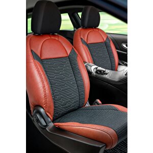 Volkswagen Golf 4 Uyumlu Lüx Deri Süet Oto Koltuk Kılıfı Ön Arka Takım Premium Kırmızı Siyah Kırmızı - Siyah