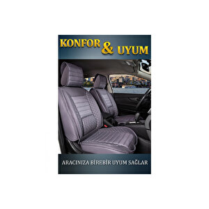 Toyota Verso 3 Tekli 5 Koltuklu Lüx Deri Oto Koltuk Kılıfı Ön Arka Takım Safir Füme Füme