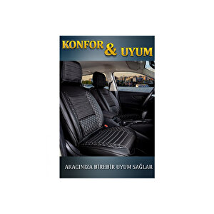 Peugeot 807 3 Tekli Lüx Deri Oto Koltuk Kılıfı Ön Arka Takım Safir Si̇yah Beyaz Siyah - Beyaz
