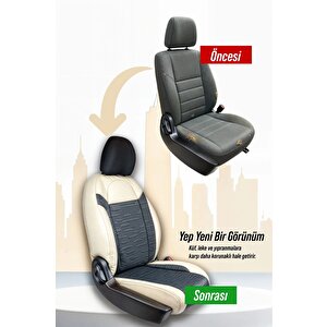 Honda Cr-v Uyumlu Lüx Deri Süet Oto Koltuk Kılıfı Ön Arka Takım Premium Bej Si̇yah 97-18 Siyah - Bej