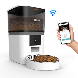 Ovioo QQ005 6lt Kameralı Ve Uzaktan Wifi Bağlantılı Paslanmaz Kaseli Kedi Ve Köpek Besleyici 1001 Beyaz