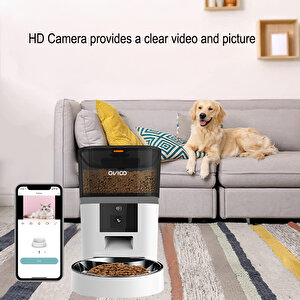 Ovioo QQ005 6lt Kameralı Ve Uzaktan Wifi Bağlantılı Paslanmaz Kaseli Kedi Ve Köpek Besleyici 1072 Siyah