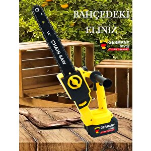 Germany Style Pro Kömürsüz Motor Otomatik Yağlamalı 25 Cm Palalı Şarjlı Dal Budama Testeresi