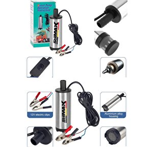 Paslanmaz Gövdeli Profesyonel Bakır Sargılı 12v Mini Mazot Sıvı Yağ Yakıt Aktarma Pompası 51mm