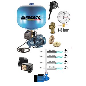Bakır Sargılı 0.50hp Sus304 Paslanmaz Tank + 2 Kat 2 Daire Paket Hidrofor Otomatik Pompa Seti