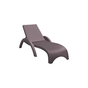 Rattan Fiji Şezlong Bahçe Teras Havuz Kenarı Şezlong Kahve