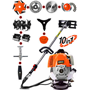 German Bp 454 10 İn 1 Sırt Tipi Ot Çim Biçme Tırpanı+toprak Eşeleme+akrobat Çapa Aparatı Çelik Fırça
