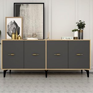 Beyda Konsol Tv Sehpası Çok Amaçlı Dolap 180 Cm Safirmeşe Antrasit
