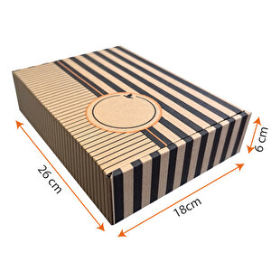 26x18x6cm Karton Kutu 100ADET Desenli-Kilitli | E-Ticaret-Kargo-Hediye Kutusu Kraft Çizgi Desenli 100 Adet