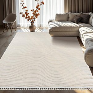 Alaçatı Püsküllü Halı 150x230 Ariso Açık Bej