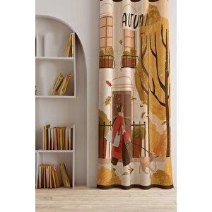 Ays Home Sonbahar Desen Genç Odası Fon Perde