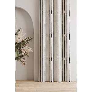 Ays Home Modern Çizgili Krem Fon Perde