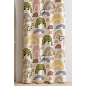 Ays Home Soyut Desen Krem Fon Perde
