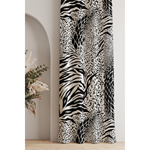 Ays Home Siyah Beyaz Zebra Desen Fon Perde