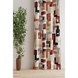 Ays Home Kiremit Renk Geometrik Desenli Fon Perde