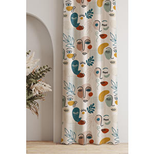 Ays Home Soyut Yüz Desen Odası Fon Perde