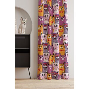 Ays Home Kedi Desen Fon Perde