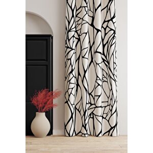 Ays Home Siyah Beyaz Ağ Desen Fon Perde