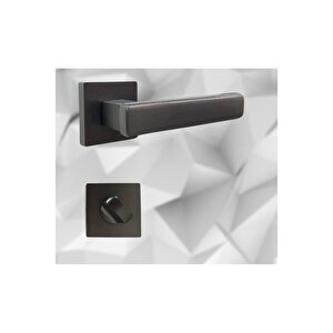 Lusso Antrasit Kare Rozetli Kapı Kolu Lüks Wc Kapı Kolu