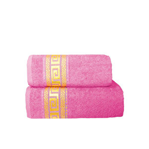 2 Parça Banyo Havlu Seti Helen %100 Pamuklu 70x140 Cm Pembe Pembe