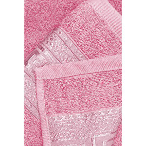 2 Parça Banyo Havlu Seti Helen %100 Pamuklu 70x140 Cm Pembe Pembe