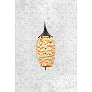 Boja Bambu Siyah Detay Aplik 23x37x60 Cm İskandinav, Modern, Bohem, Rattan, Aydınlatma