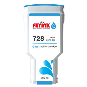 ® Hp 728 Cyan 300 Ml. Mavi  Orijinal Mürekkep Dolumlu Feyink Kartuş Uyumlu Makineler: T730, T830