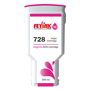 ® Hp 728 Magenta 300 Ml. Kırmızı  Orijinal Mürekkep Dolumlu Feyink Kartuş Uyumlu Makineler: T730, T830