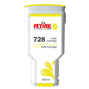 ® Hp 728 Yellow 300 Ml. Sarı  Orijinal Mürekkep Dolumlu Feyink Kartuş Uyumlu Makineler: T730, T830