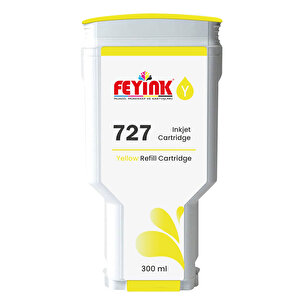® Hp 727 Yellow (y) Orijinal Mürekkep Dolumlu Feyink Kartuş 300 Ml Sarı, Uyumlu: Hp Designjet T795, T1300, T1200, T2300